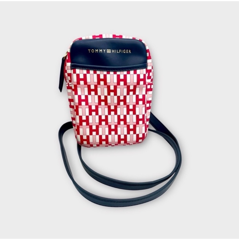 Tommy Hilfiger Red and White Patterned Crossbody Bag